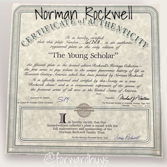 Norman Rockwell Heritage Collection Limited Edition Plate  “The Young Scholar” - Picture 5 of 7